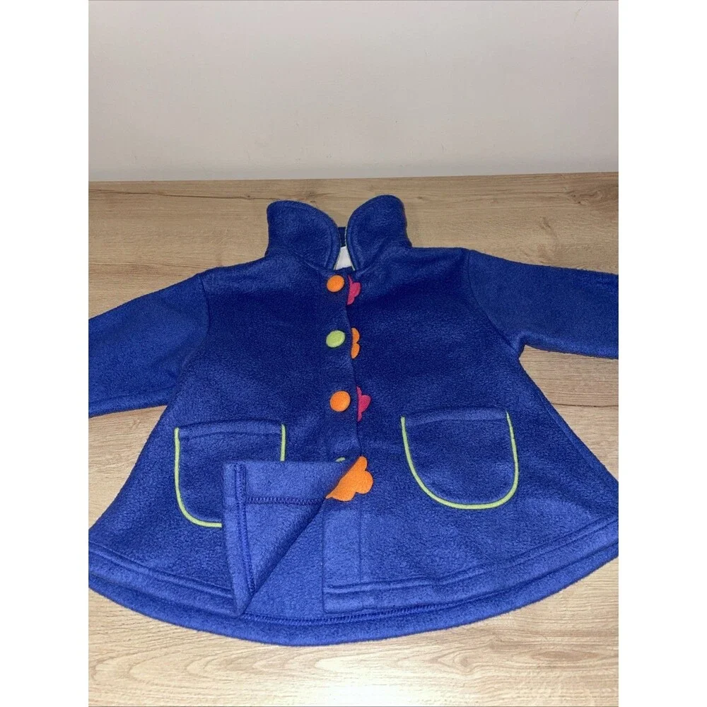 2 Cute 4 You Fleece Jacket Toddler Blue Peplum Flower Buttons Vintage 90s 2T